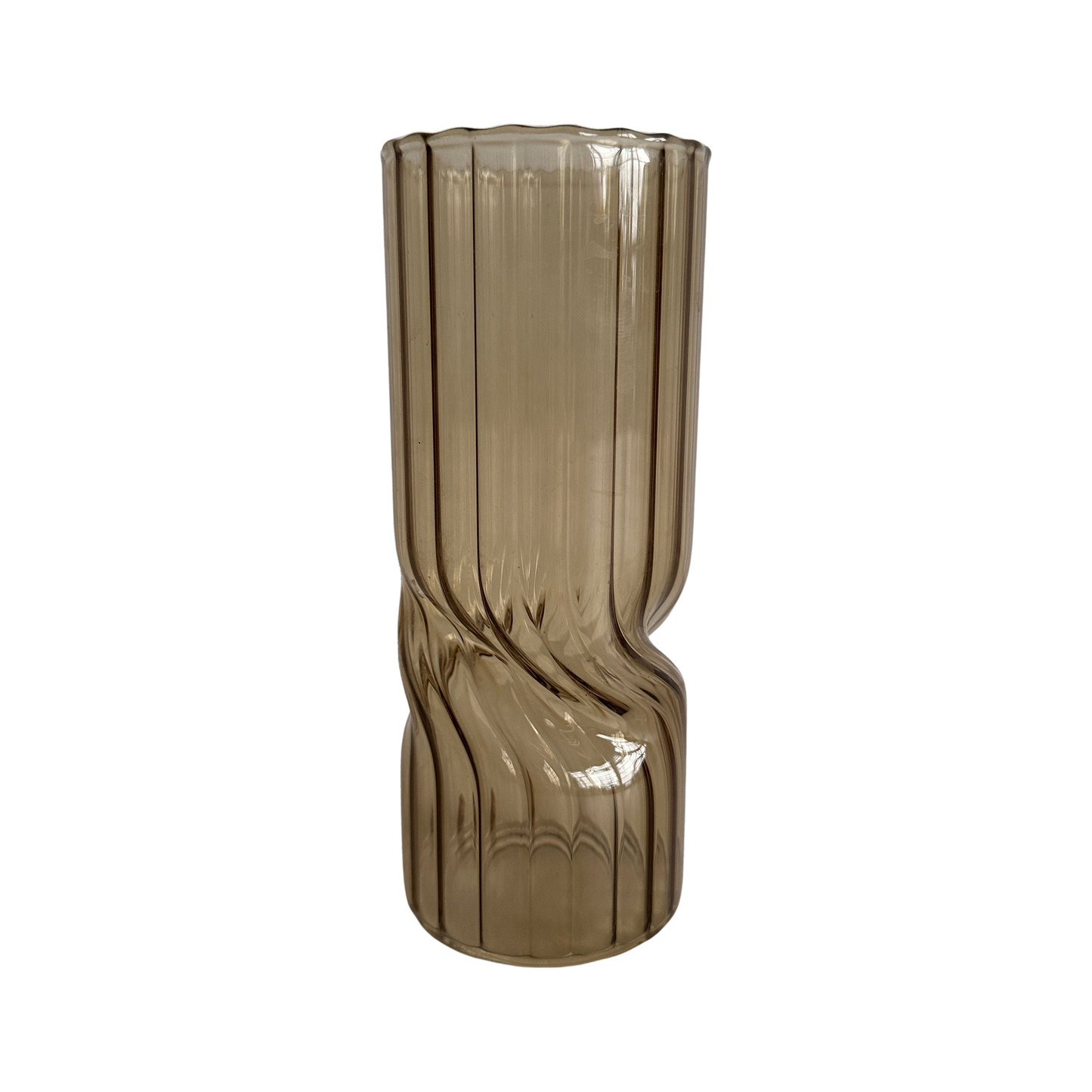 VS014 TWIZTED SMOKED FLUTED VASE