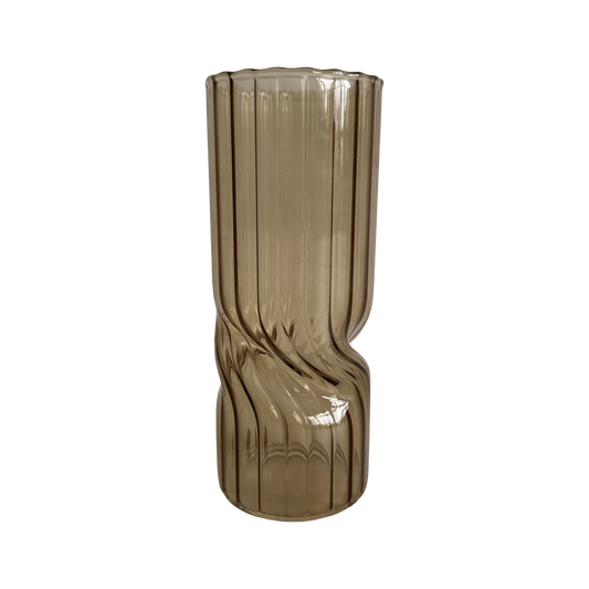 VS014 TWIZTED SMOKED FLUTED VASE