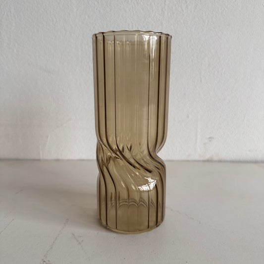 VS014 TWIZTED SMOKED FLUTED VASE