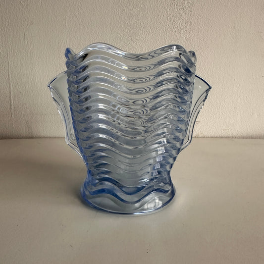 VS020 WAVY BLUE GLASS VASE