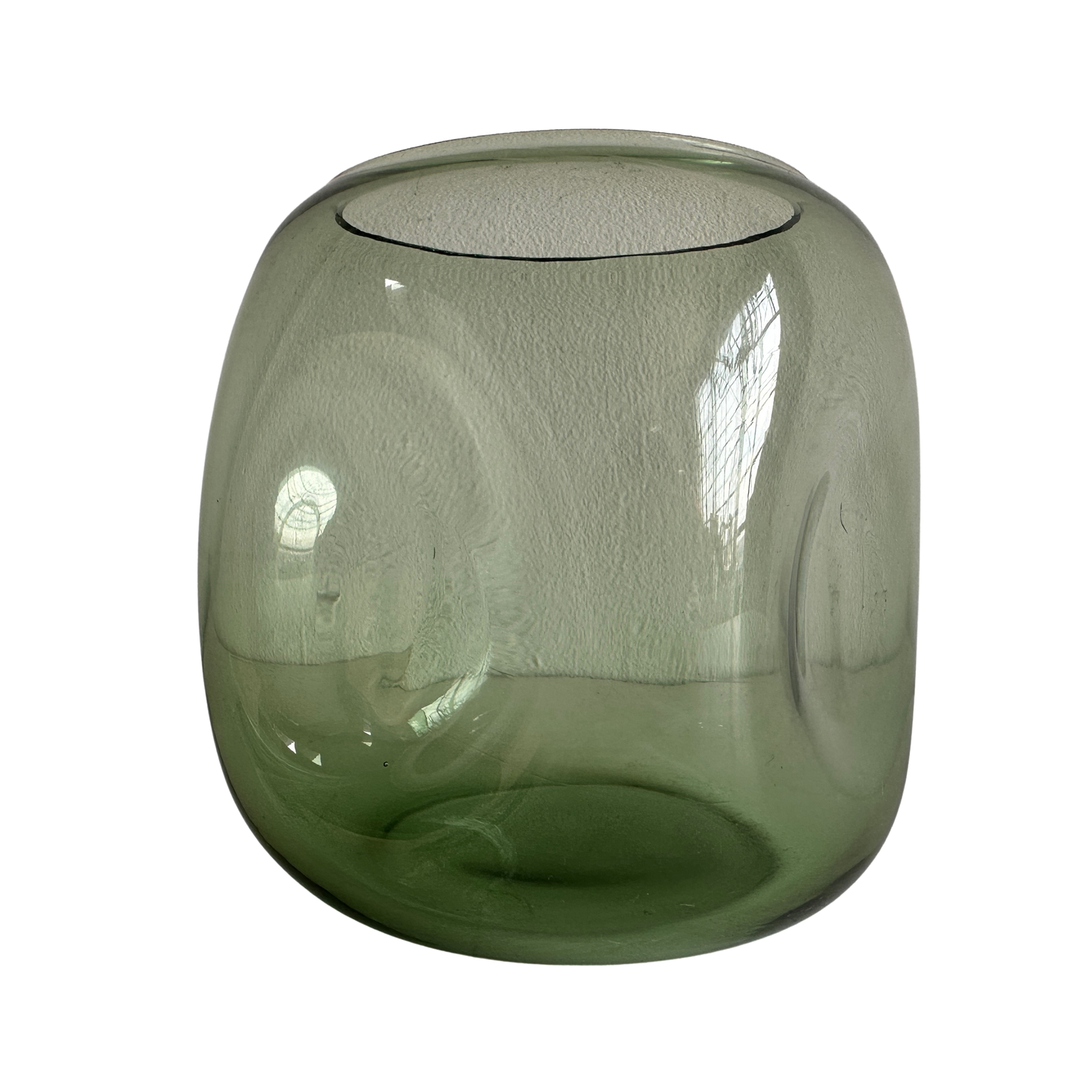 VS043 GREEN INDENTED GLASS VASE