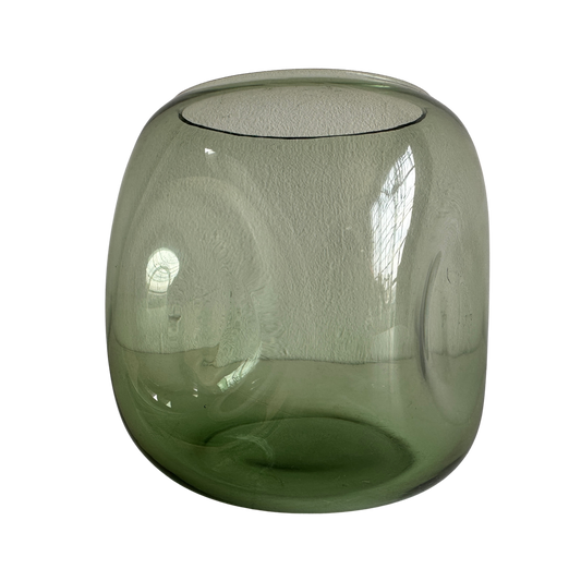 VS043 GREEN INDENTED GLASS VASE