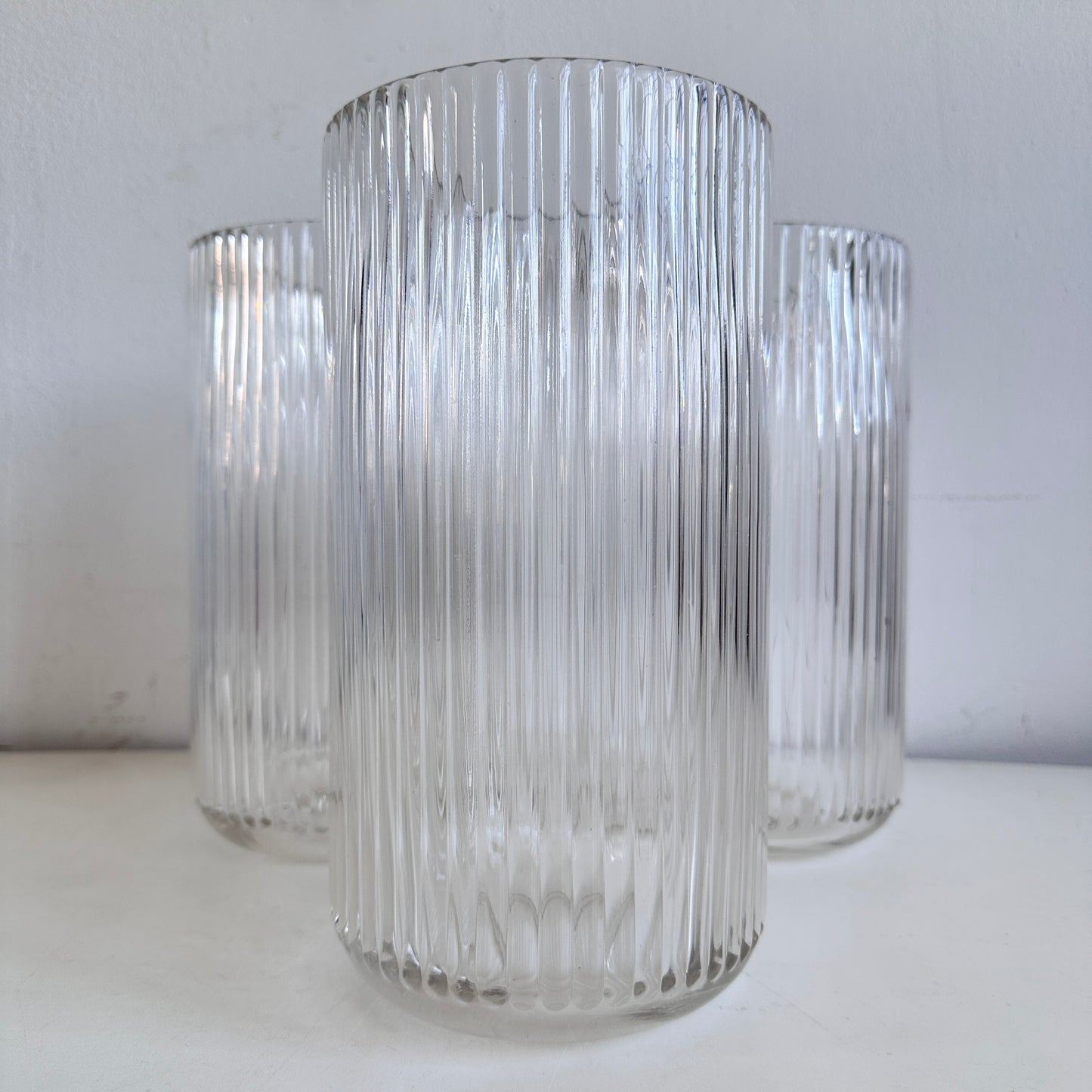 VS044 FLUTED CLEAR GLASS TALL VASES