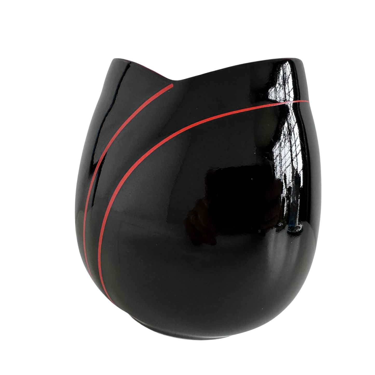 VS051 BLACK AND RED ENAMEL TULIP VASE
