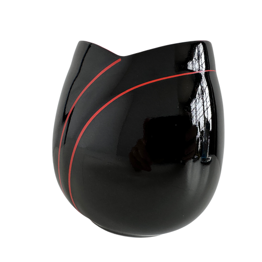 VS051 BLACK AND RED ENAMEL TULIP VASE