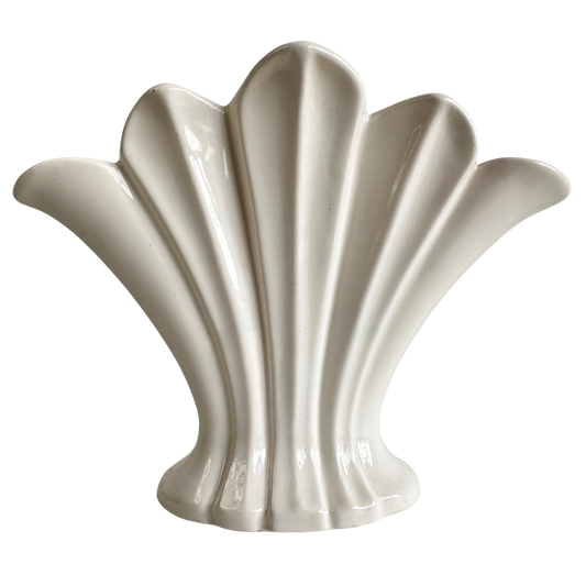 VS055 CREAM 80'S DECO VASE