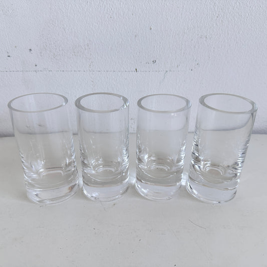VS063 SET OF 4 SMALL CYCLINDRICAL CLEAR GLASS VASES