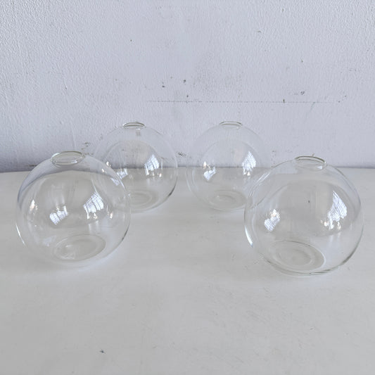 VS064 SET OF 4 SPHERICAL CLEAR GLASS VASES