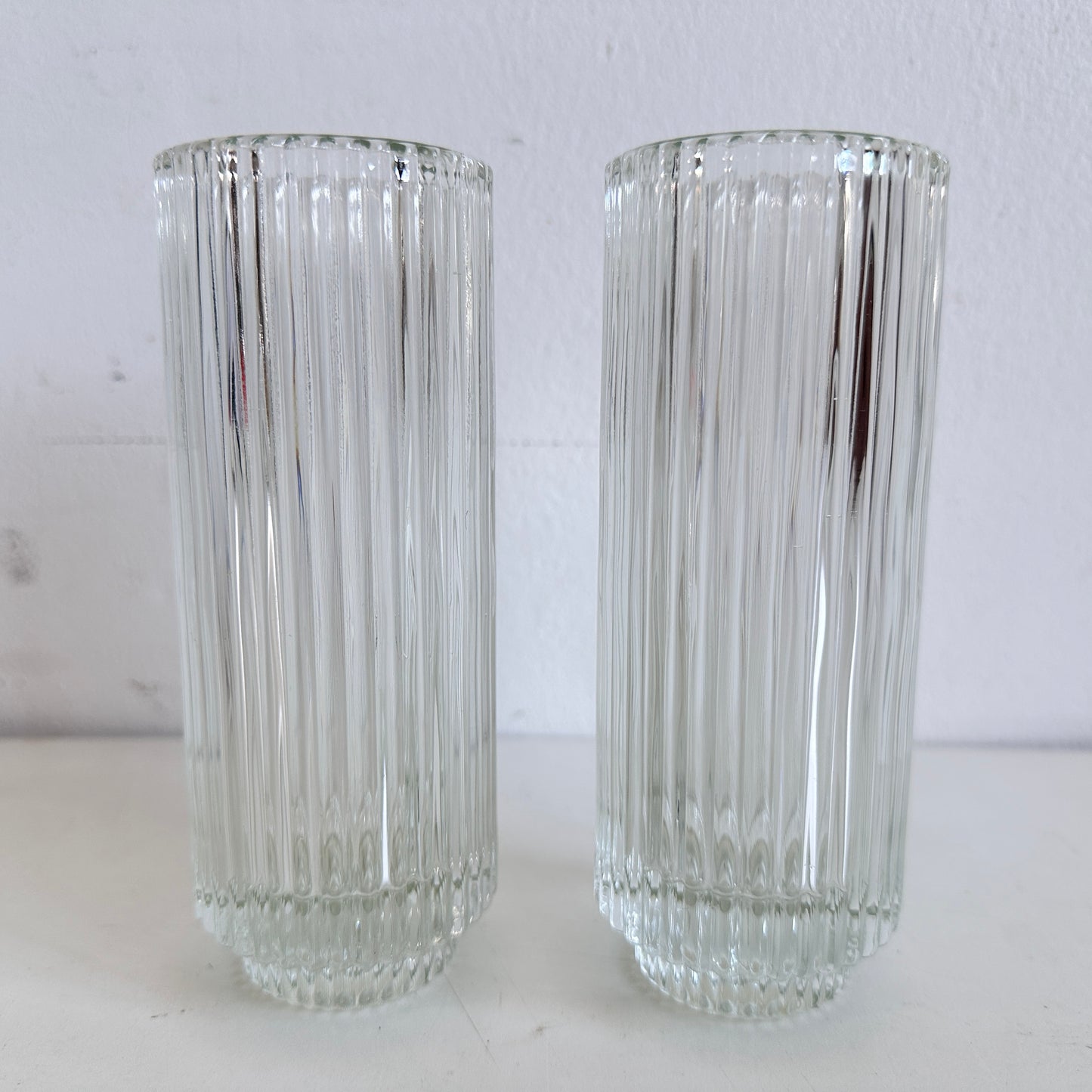 VS066 PAIR OF FLUTED GLASS VASES