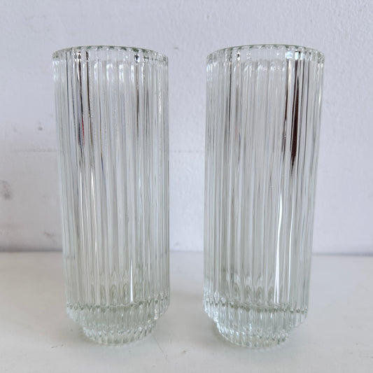 VS066 PAIR OF FLUTED GLASS VASES