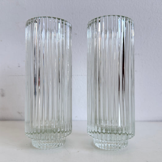 VS066 PAIR OF FLUTED GLASS VASES