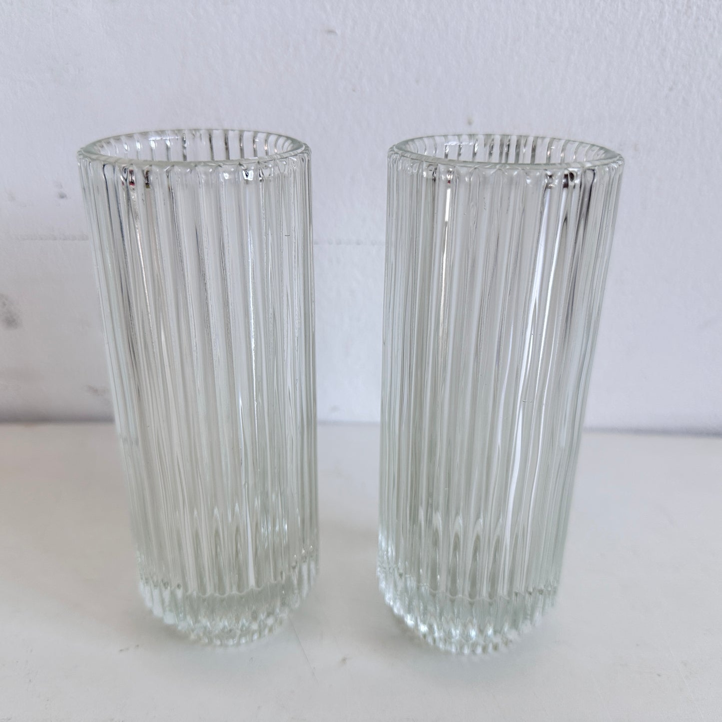 VS066 PAIR OF FLUTED GLASS VASES