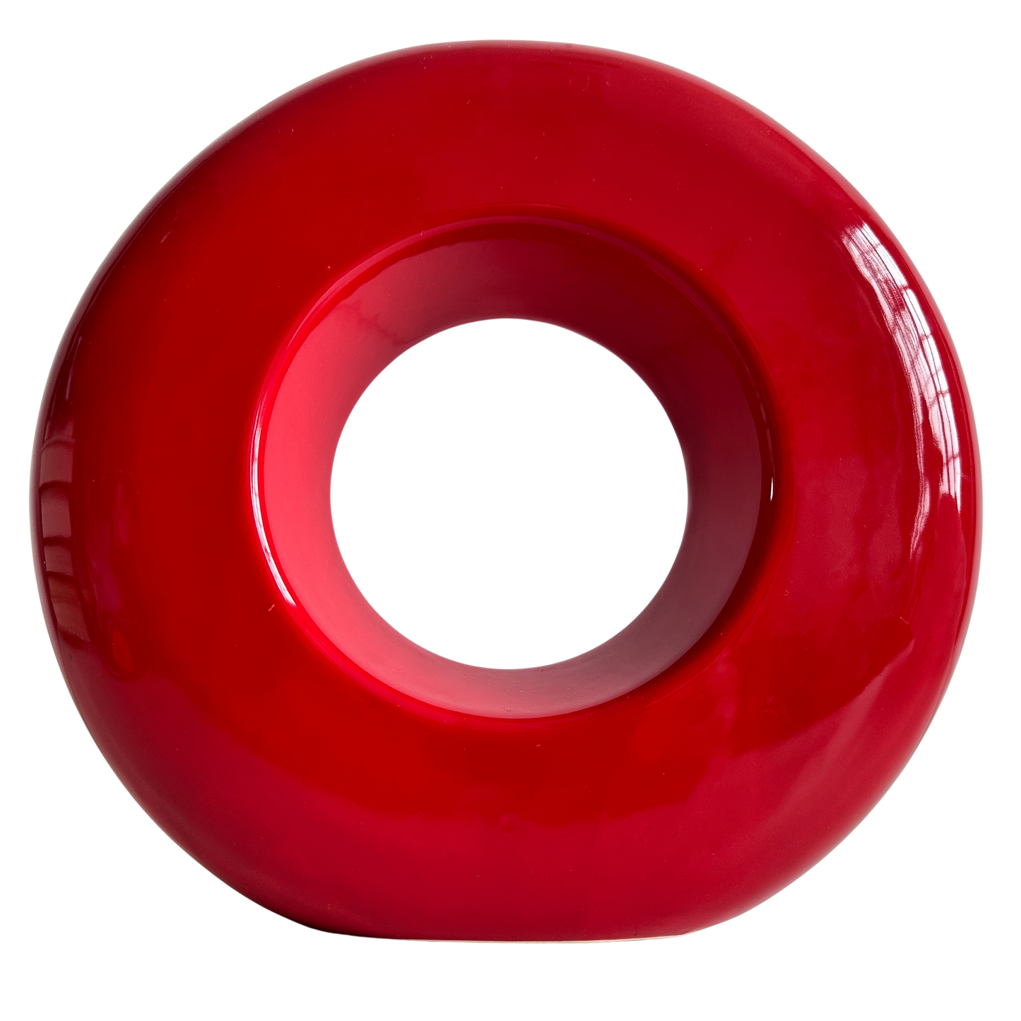 VS067 CERAMIC RED BULLSEYE VASE