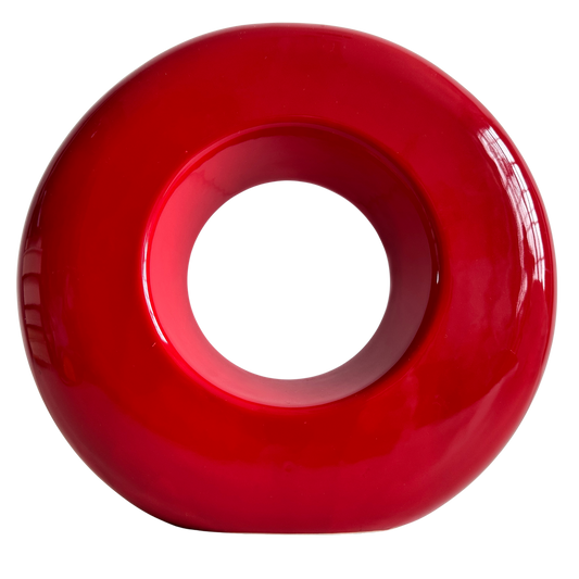 VS067 CERAMIC RED BULLSEYE VASE