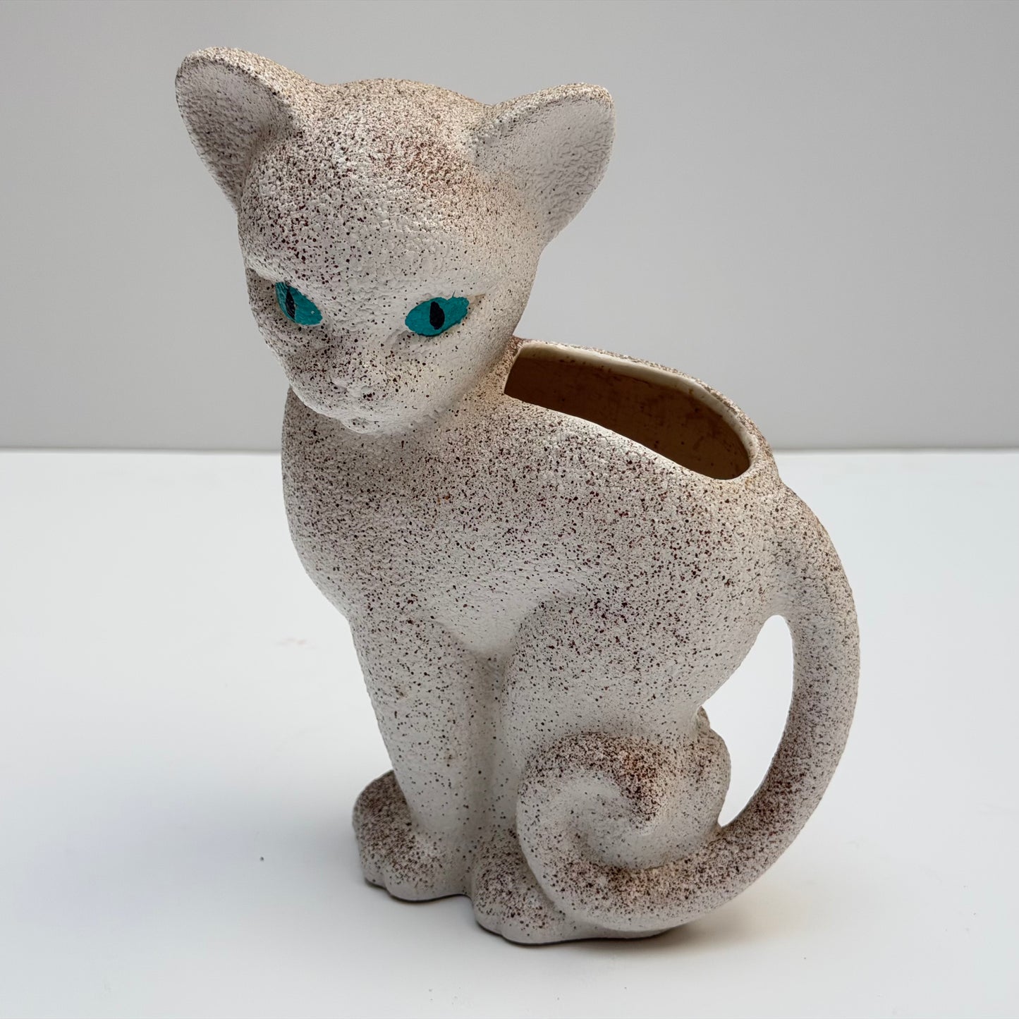 VS072 SPECKLED  CERAMIC CAT VASE