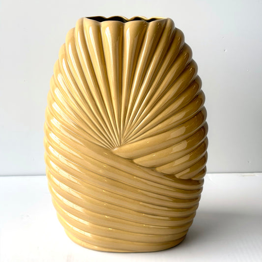 VS077 LARGE ART DECO CERAMIC CREAM VASE