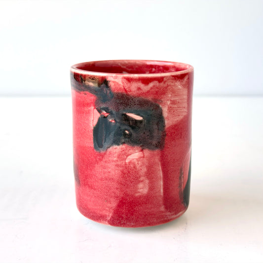 VS081 RED AND BLACK CERAMIC VASE