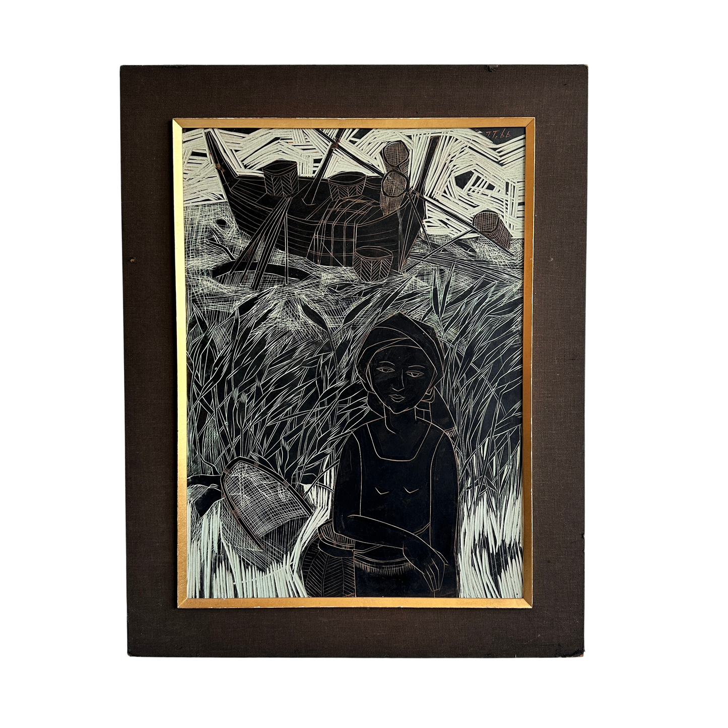 WD002 BLACK & WHITE "NETS" FRAMED WALL ART