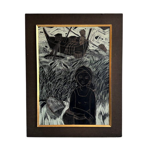 WD002 BLACK & WHITE "NETS" FRAMED WALL ART