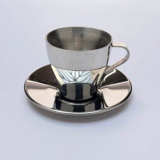 TT004 CHROME ESPRESSO CUP WITH SAUCER