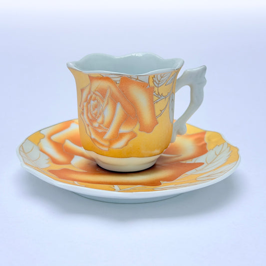TT017 ORANGE ROSE ESPRESSO CUP WITH SAUCER