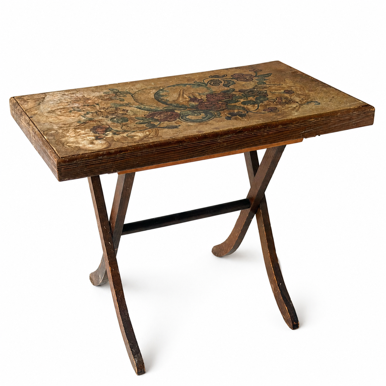 TB035 PAINTED FLORAL FOLDING SIDE TABLE