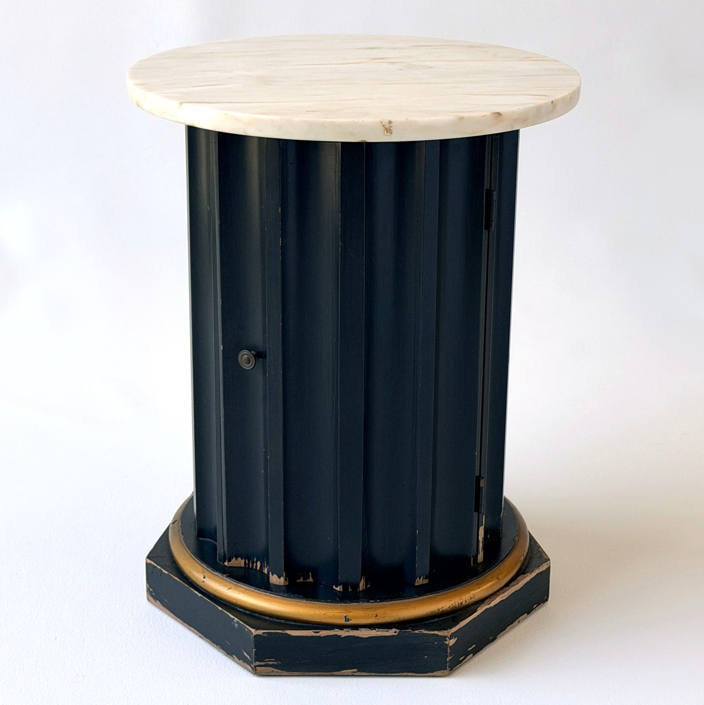 TB003 MARBLE TOP SIDE TABLE WITH DOOR