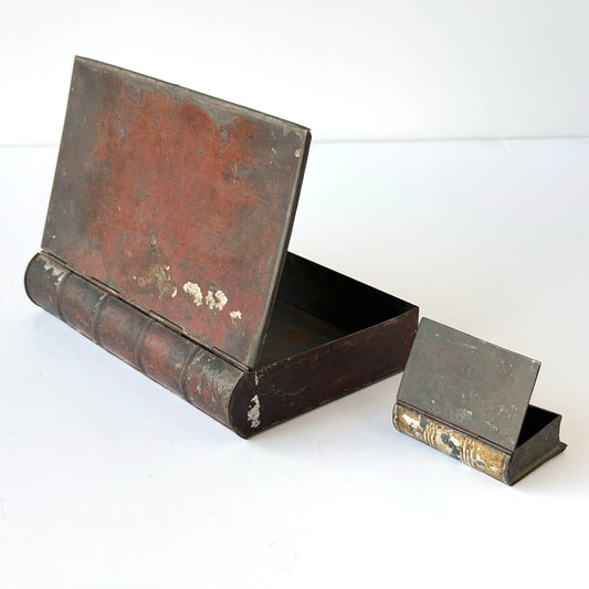OB125 SET OF ANTIQUE PAINTED TIN BOOK BOXES