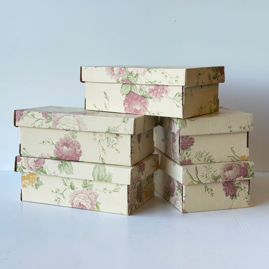 OB141 SET OF 5 FLORAL SHOE BOXES