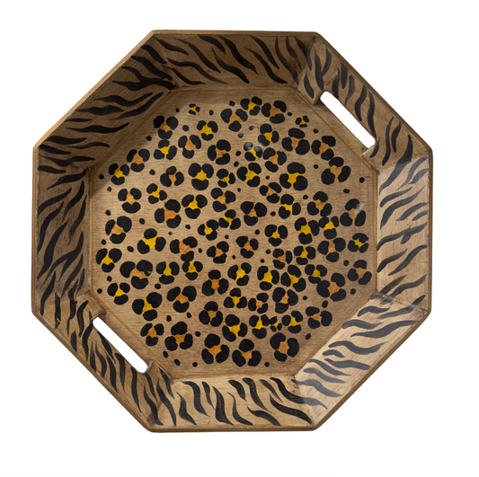 CT032 CHEETAH PRINT OCTAGON TRAY