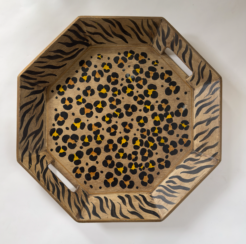 CT032 CHEETAH PRINT OCTAGON TRAY